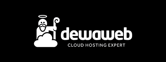 Logo Dewaweb cloud hosting partner horizontal dark background