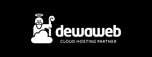 Logo Dewaweb cloud hosting partner horizontal dark background