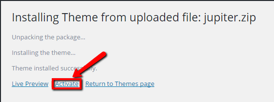 Langkah 4: setelah proses instalasi theme WordPress selesai, klik "Active Now" untuk mengaktifkan themes yang baru