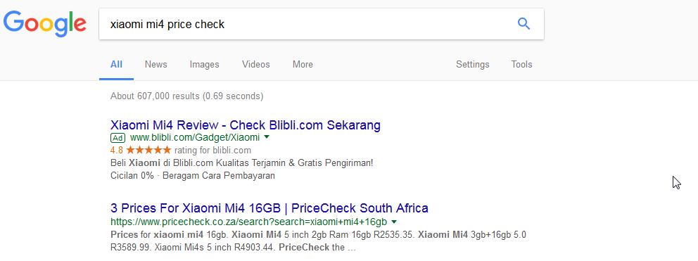 Search Intent Price Comparison
