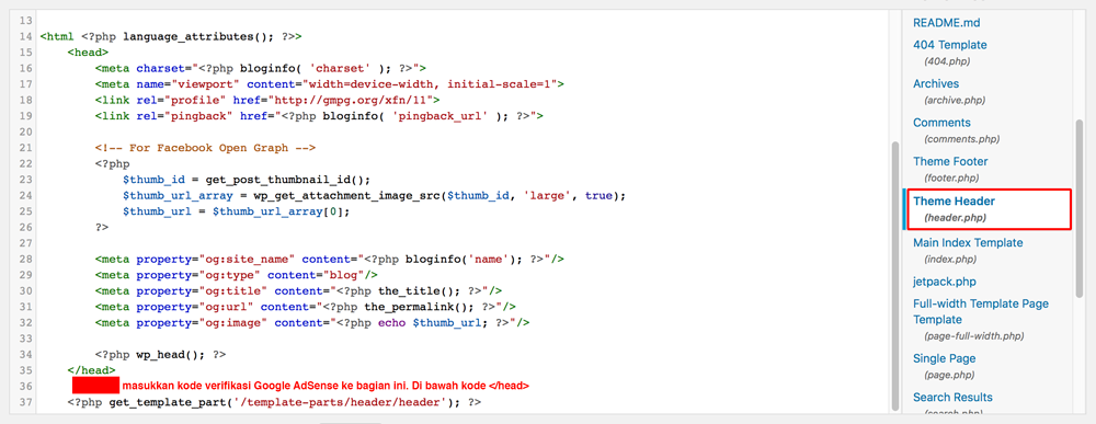 header.php-kode-verifikasi-Google-AdSense-Dewaweb
