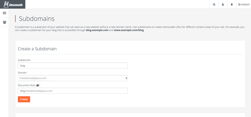 cPanel-Subdomains-Dewaweb