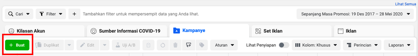 cara membuat iklan di facebook campaign buat