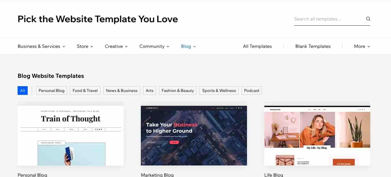 Cara buat blog di Wix-Pilih jenis website
