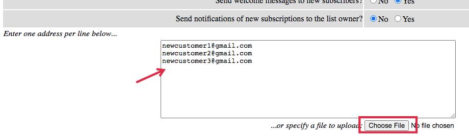 input email pelanggan