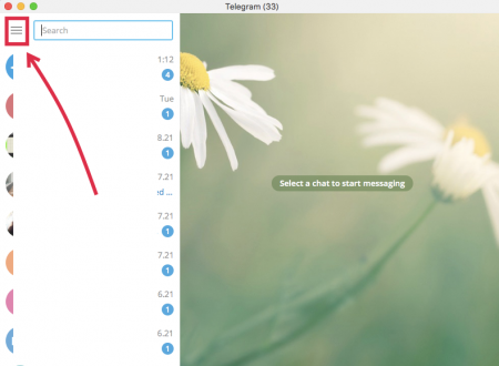 cara backup telegram - buka settings