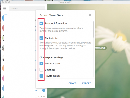 cara backup data telegram - ceklis data