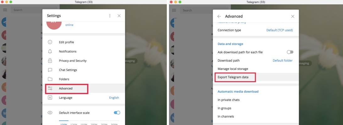 cara backup data telegram - export data
