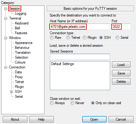 SSH access PuTTy