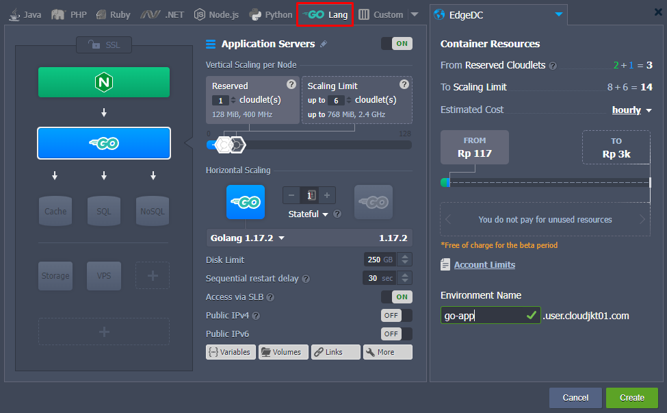 buat environment golang